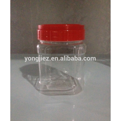 Plastic PET food jar/square bottle with cap