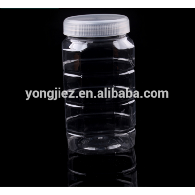 Dry food/cand seal PET plastic jar transparent with plastic lids