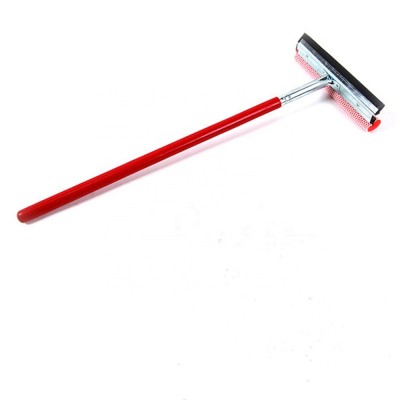 Wooden handle window cleaning squeegee and mesh covered sponge